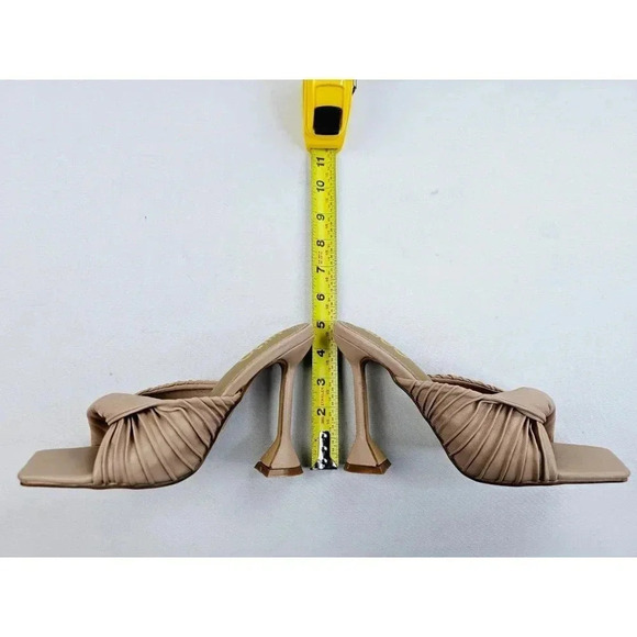 EGO Size UK6 (US 7.5-8) Women Beige Square Toe Slip On Stiletto Block Heel Rivka - Picture 3 of 12